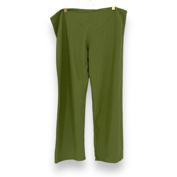 Miroa Green Linen Blend Drawstring Waist Casual Pants, Size M Bohemian Boho Chic - Picture 4 of 5
